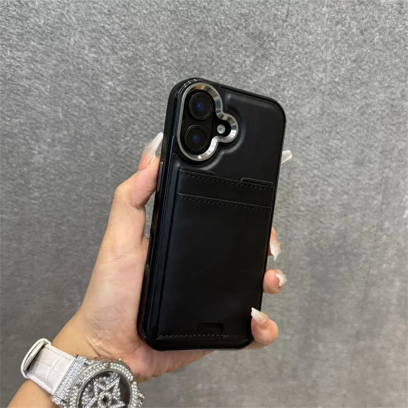 Luxury Card Slot Holder PU Leather Kickstand Wallet Mobile Phone Case for iPhone