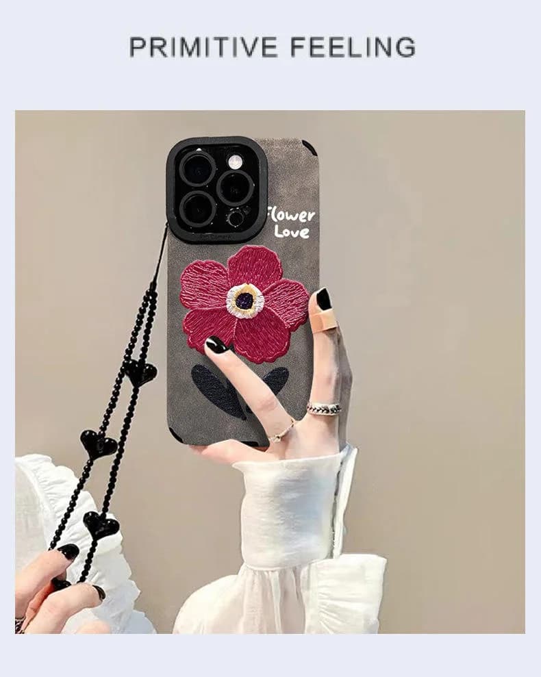 Oil Painting Flower Chain for Apple Mobile Phone Case