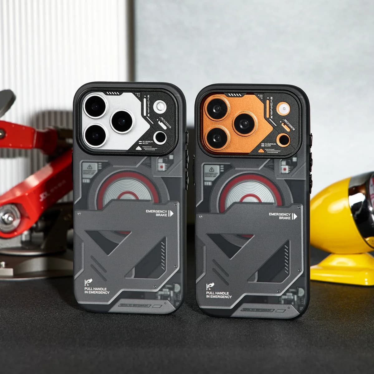 Wakcas Black Emergency Panel iPhone Case - Sleek Matte Magnetic Protective Cover