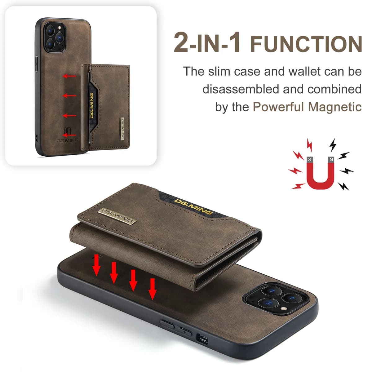 Magnetic PU Leather Wallet Phone Case With Card Holder for iPhone