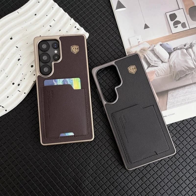 Premium Business PU Leather Wallet Cell Phone Case for Samsung S23 S24 Ultra S25 Plus With Card Holder