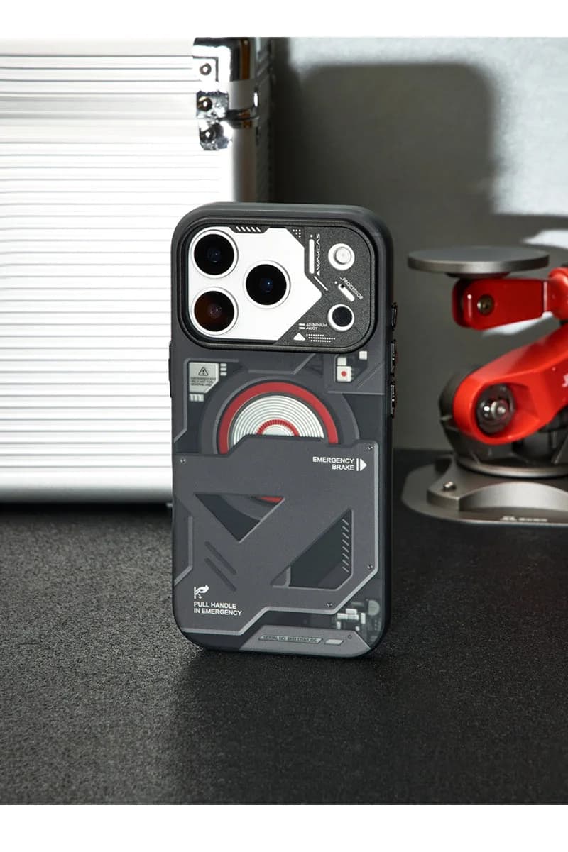 Wakcas Black Emergency Panel iPhone Case - Sleek Matte Magnetic Protective Cover