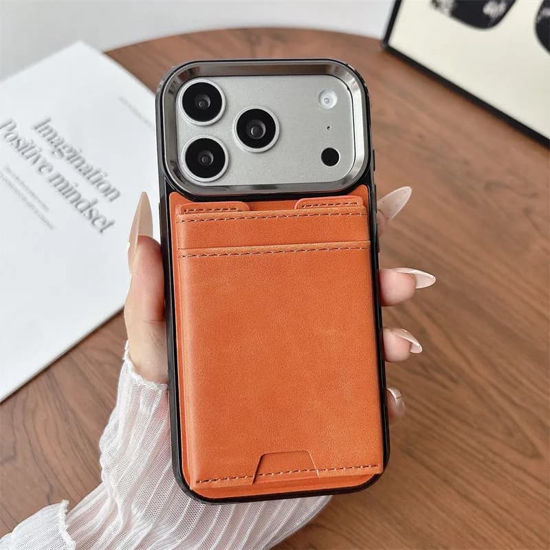 Luxury Card Slot Holder PU Leather Kickstand Wallet Mobile Phone Case for iPhone