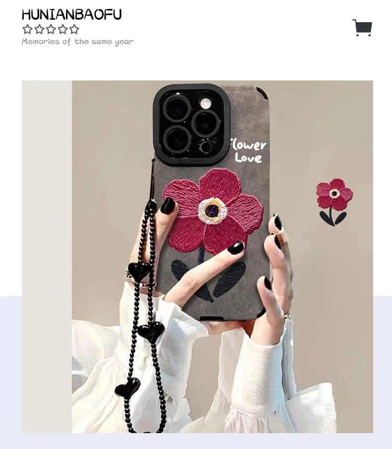 Oil Painting Flower Chain for Apple Mobile Phone Case