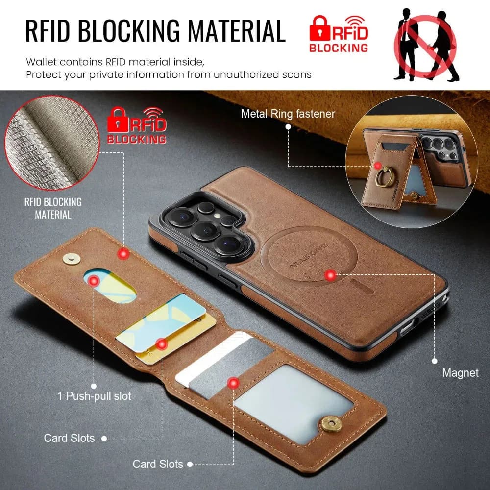 Detachable Magnetic PU Leather Phone Case Wallet Cover for Samsung