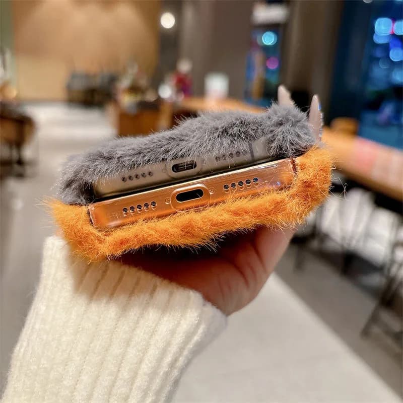 Fashion Autumn Winter Plush Warm Case Pure Color Ins Style Anti-drop Skin Feeling Phone Cover for Iphone