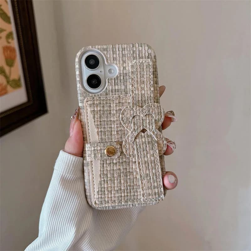 Lovely Colorful Woven Texture Wrist Strap Chain Phone Strap Mobile Phone Case for iPhone