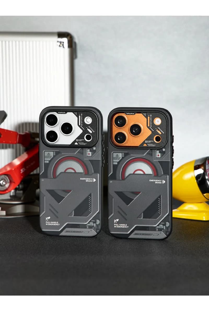 Wakcas Black Emergency Panel iPhone Case - Sleek Matte Magnetic Protective Cover