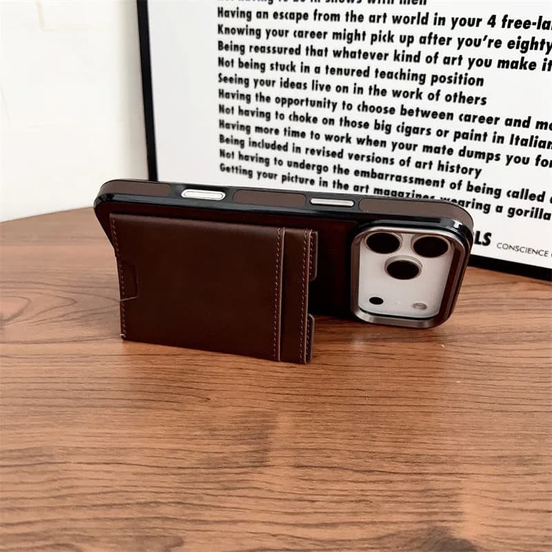 Luxury Card Slot Holder PU Leather Kickstand Wallet Mobile Phone Case for iPhone