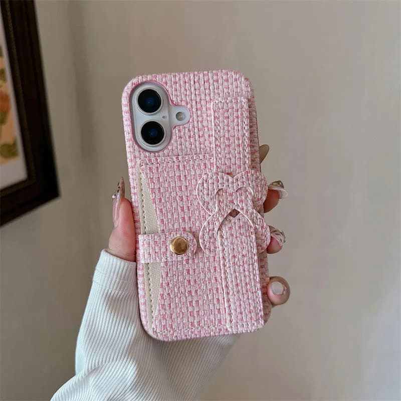 Lovely Colorful Woven Texture Wrist Strap Chain Phone Strap Mobile Phone Case for iPhone