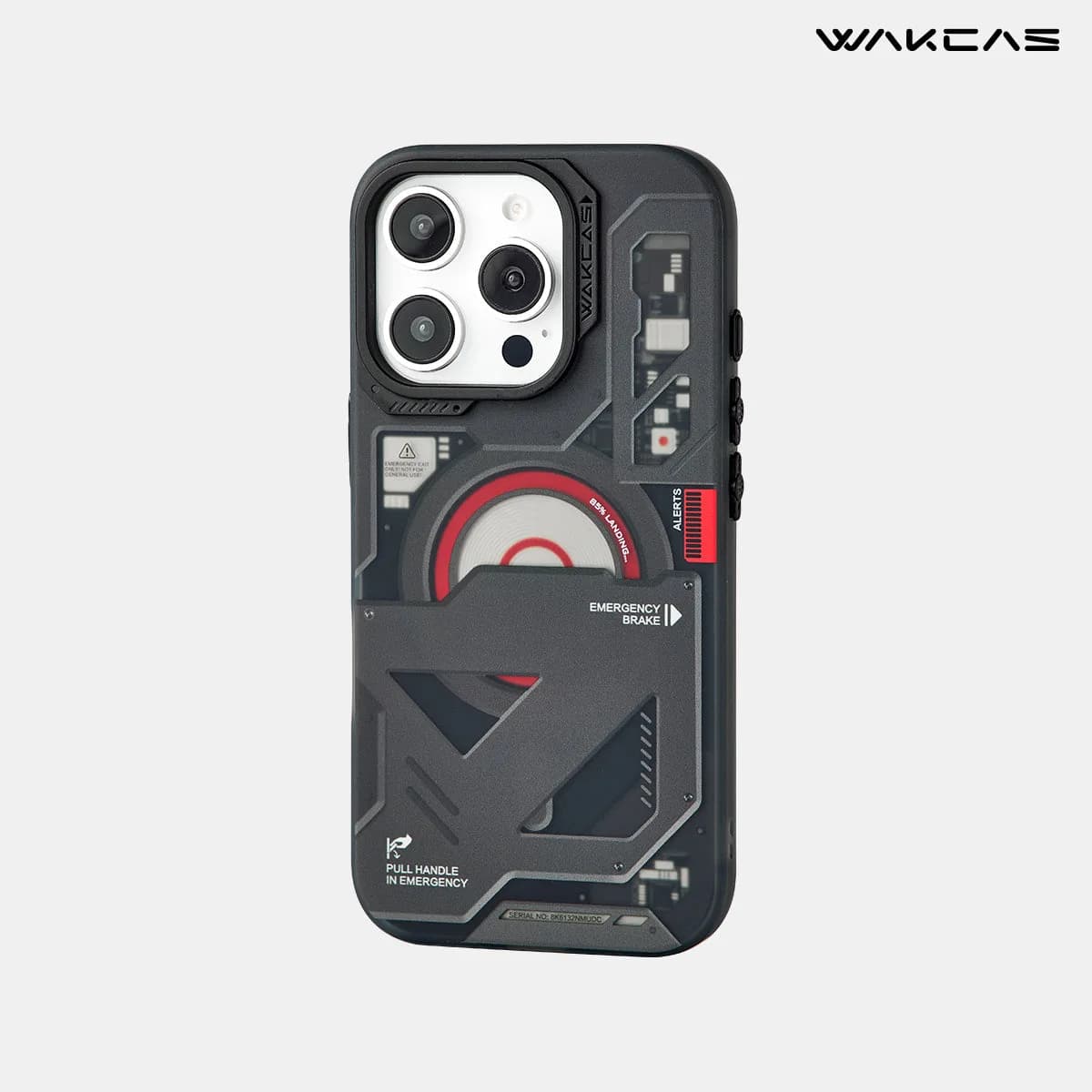 Wakcas Black Emergency Panel iPhone Case - Sleek Matte Magnetic Protective Cover