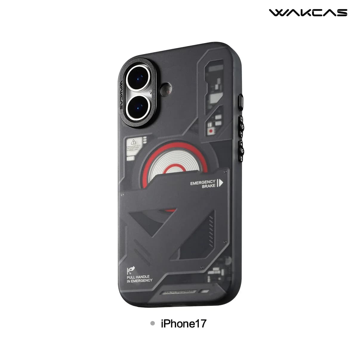 Wakcas Black Emergency Panel iPhone Case - Sleek Matte Magnetic Protective Cover
