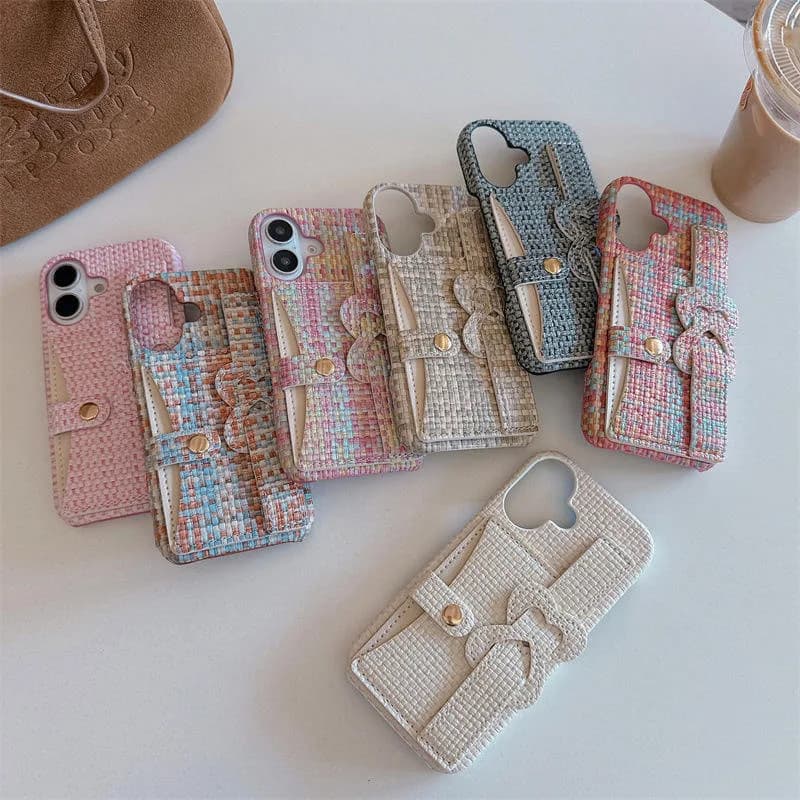 Lovely Colorful Woven Texture Wrist Strap Chain Phone Strap Mobile Phone Case close-up