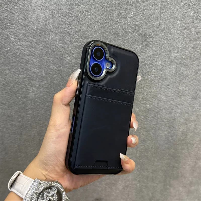 Luxury Card Slot Holder PU Leather Kickstand Wallet Mobile Phone Case for iPhone