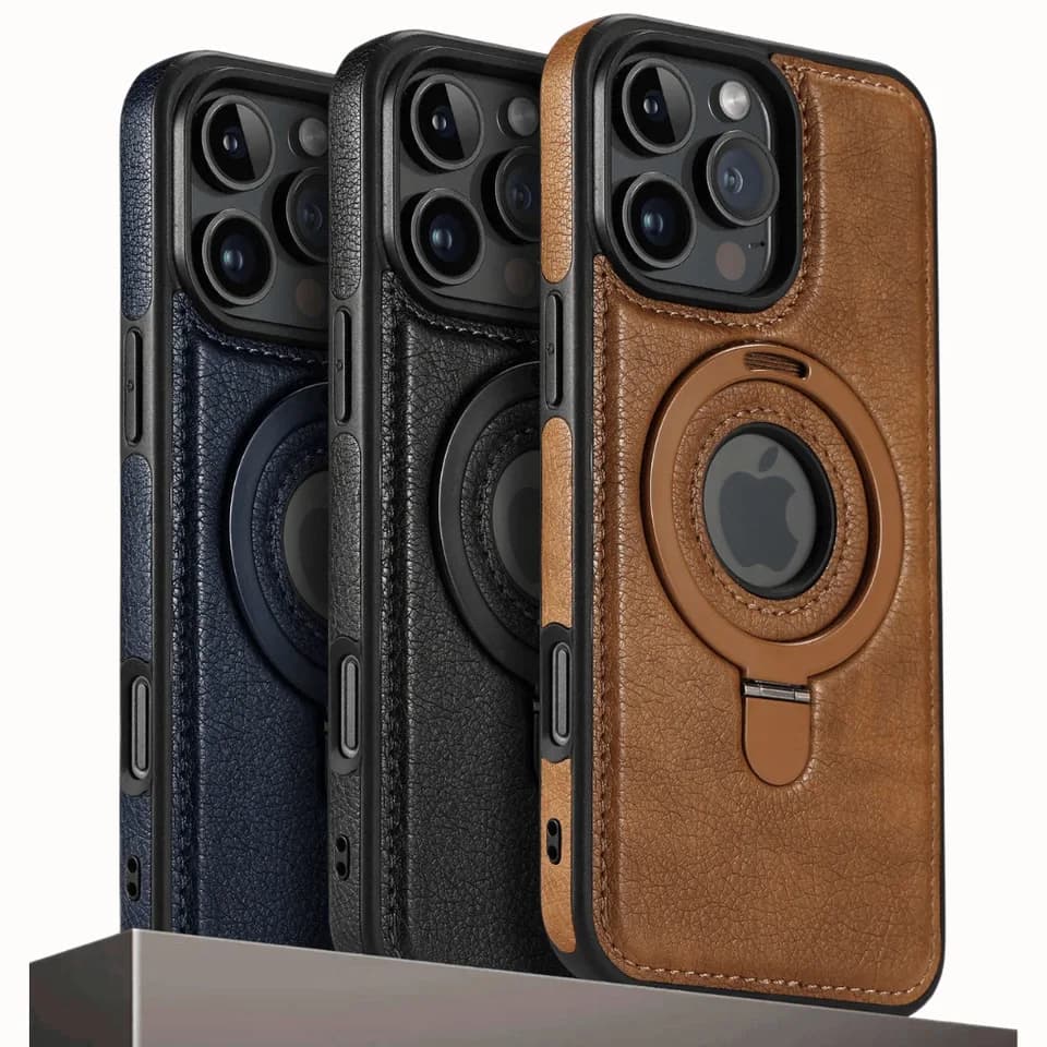 PU Leather Magnetic Kickstand Mobile Phone Back Cover