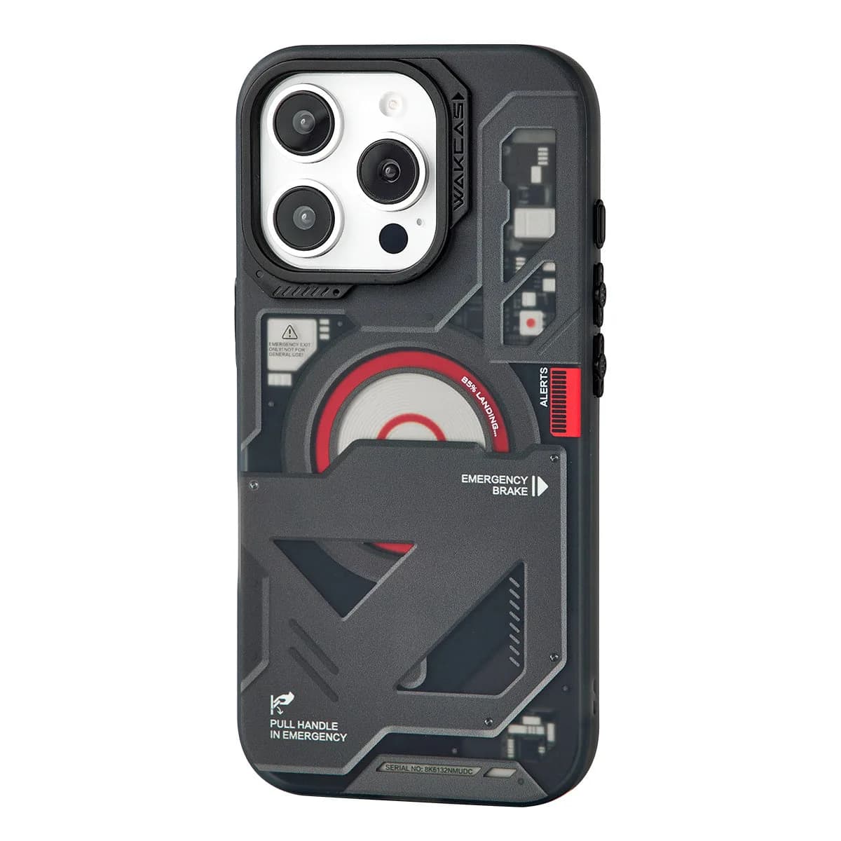 Wakcas Black Emergency Panel iPhone Case - Sleek Matte Magnetic Protective Cover