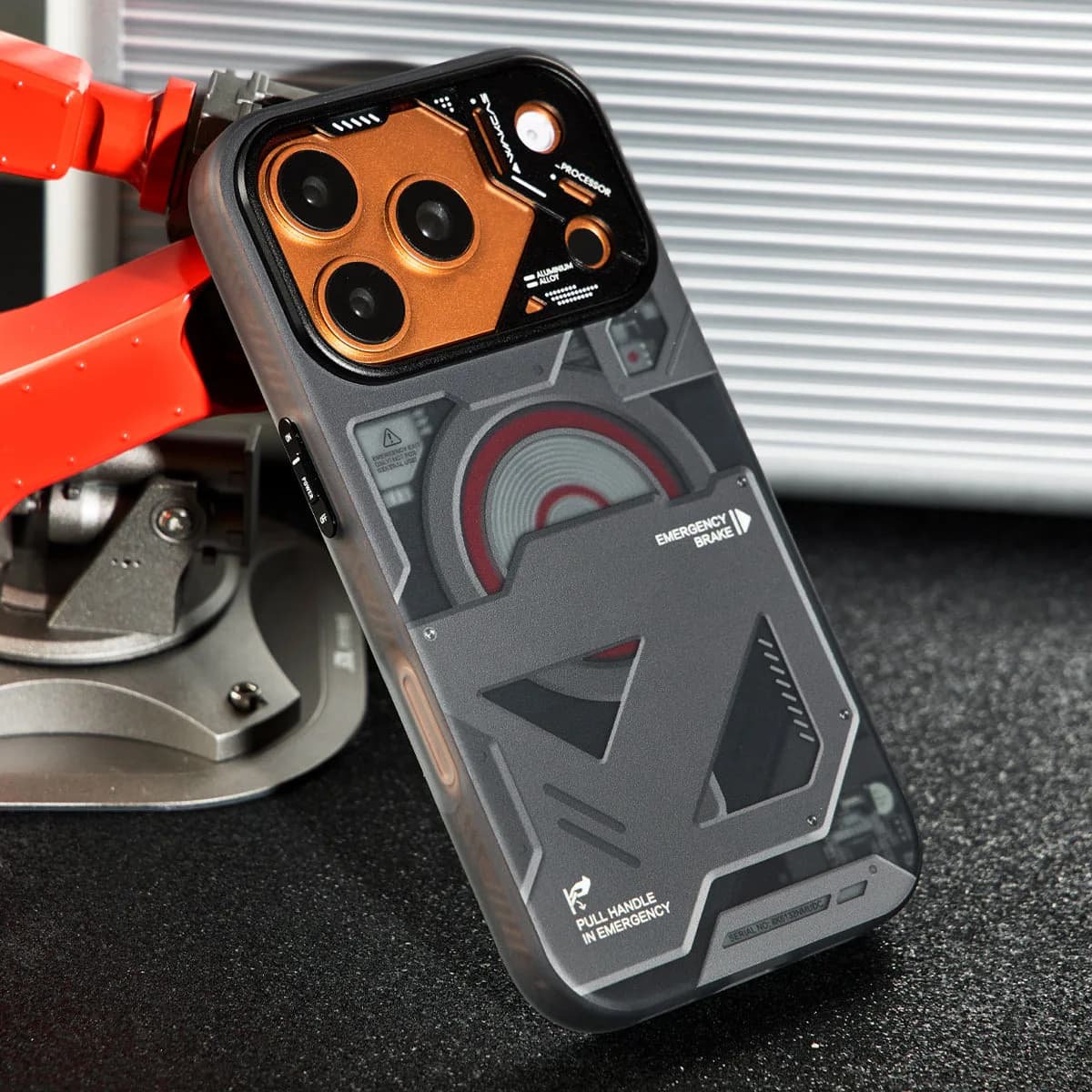 Wakcas Black Emergency Panel iPhone Case - Sleek Matte Magnetic Protective Cover