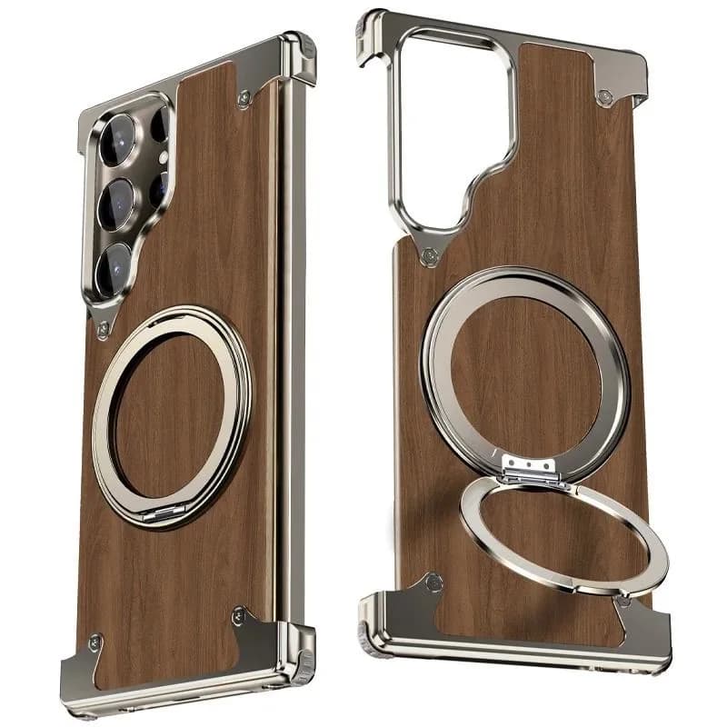 Premium Walnut Wood Aluminum Metal Magnetic Phone Case