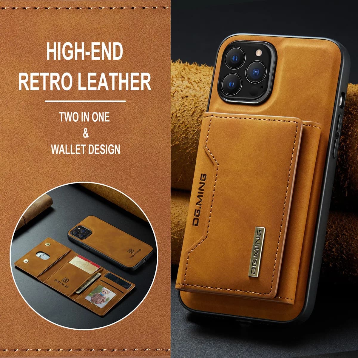 Magnetic PU Leather Wallet Phone Case With Card Holder close-up
