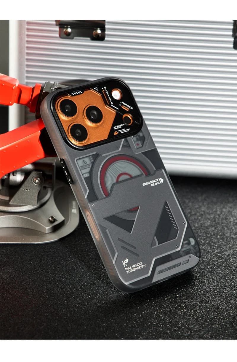 Wakcas Black Emergency Panel iPhone Case - Sleek Matte Magnetic Protective Cover