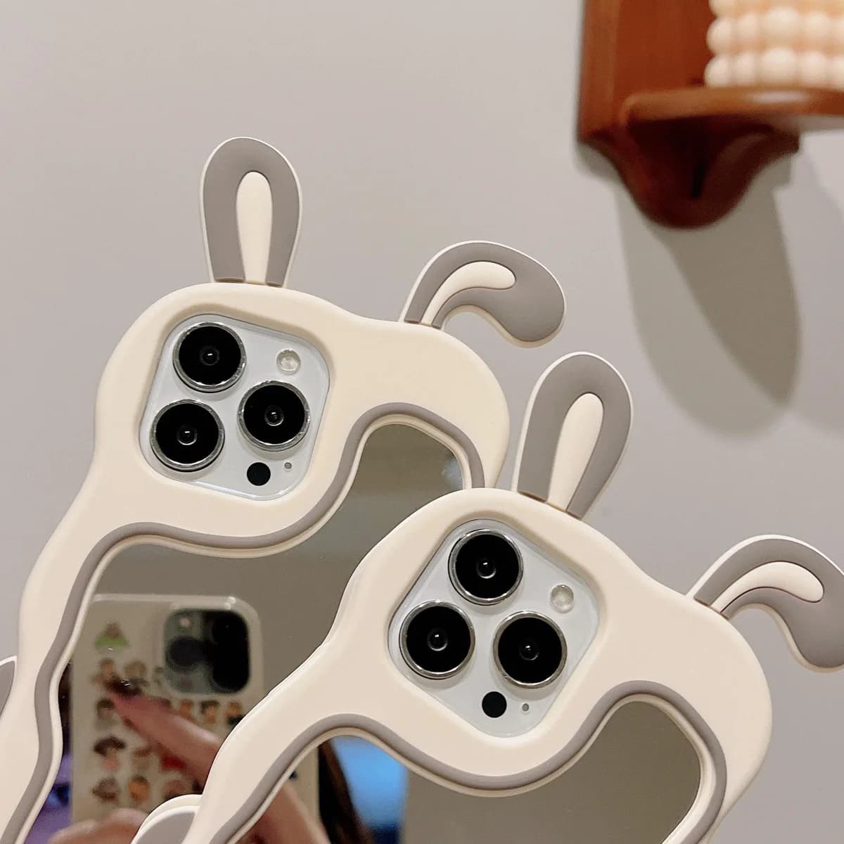 Premium Cute Rabbit Phone Case with Mirror