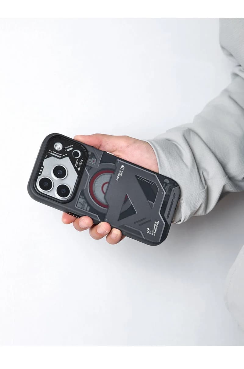 Wakcas Black Emergency Panel iPhone Case - Sleek Matte Magnetic Protective Cover