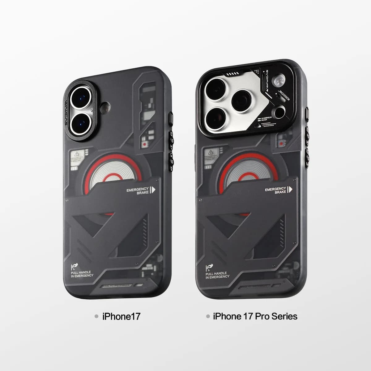 Wakcas Black Emergency Panel iPhone Case - Sleek Matte Magnetic Protective Cover