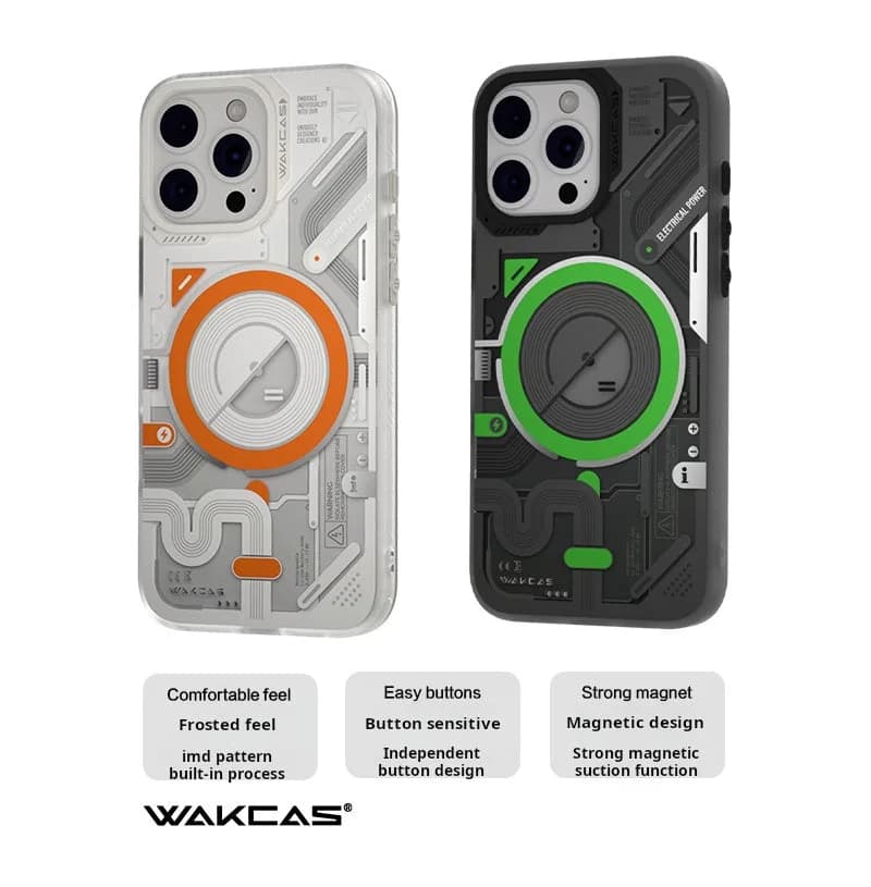 Wakcas Color-block Mechanical iPhone Case - Trendy Matte Magnetic Original Design Couple Edition