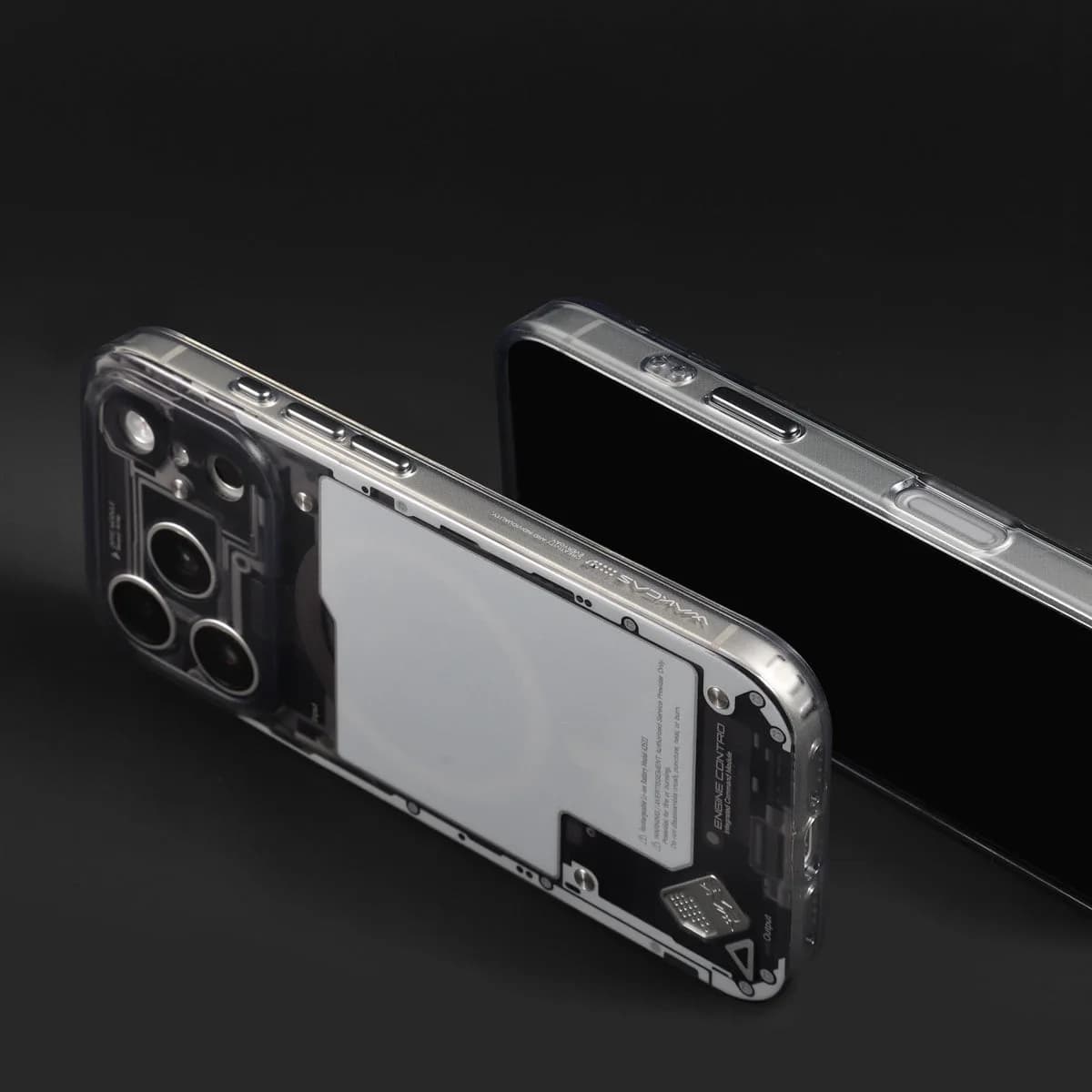 WAKCAS Black See-Through Matte MagSafe iPhone Case