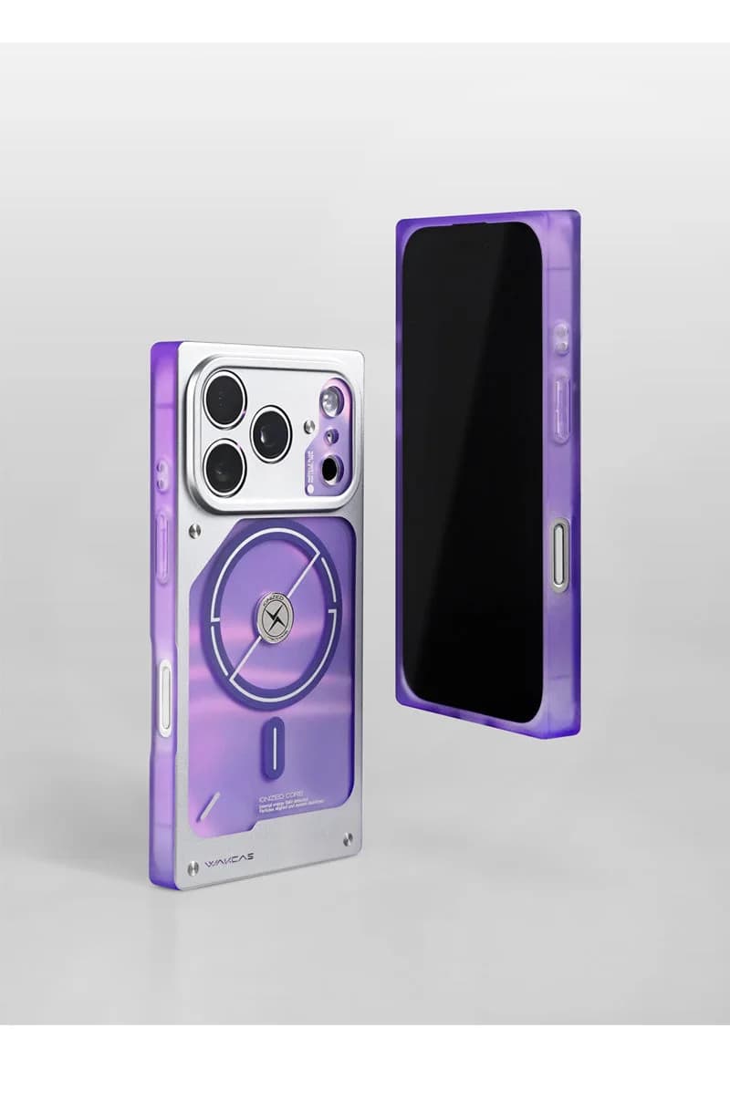 WAKCAS Square Purple Electroplated MagSafe iPhone Case