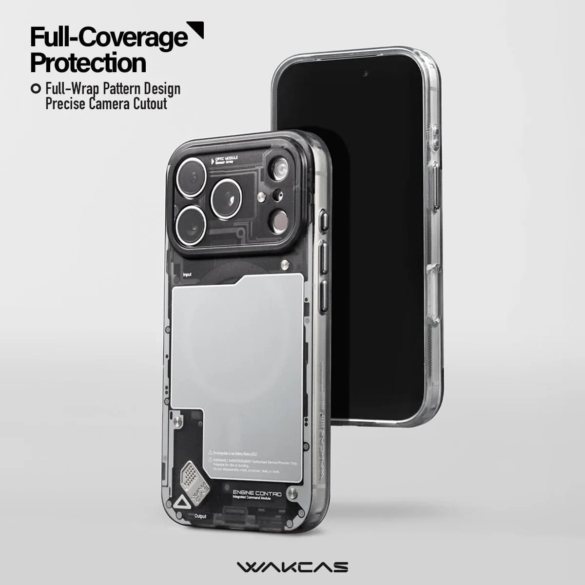 WAKCAS Black See-Through Matte MagSafe iPhone Case