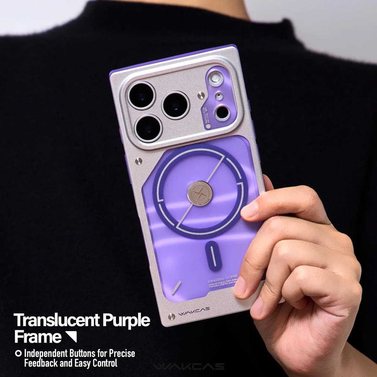 WAKCAS Square Purple Electroplated MagSafe iPhone Case