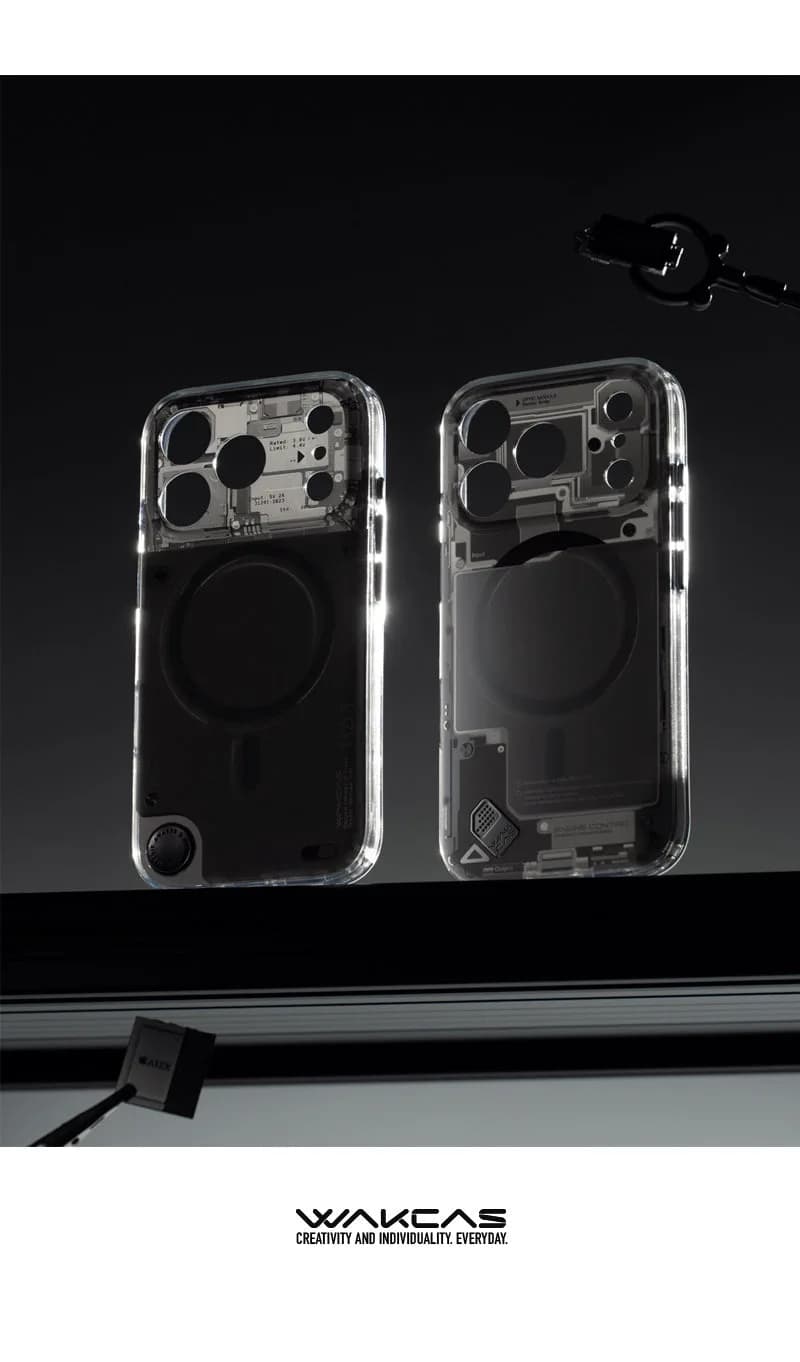 WAKCAS Black See-Through Matte MagSafe iPhone Case