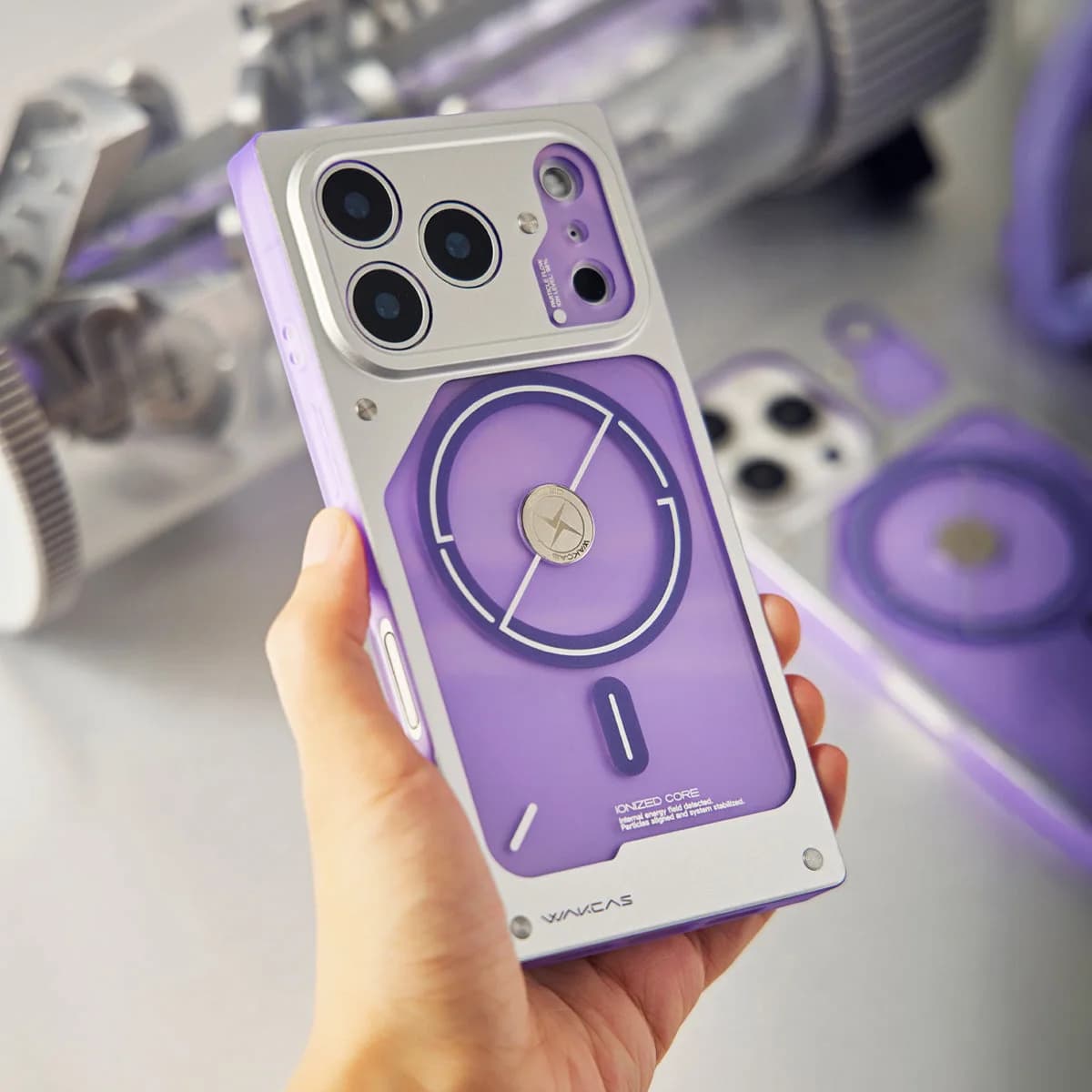WAKCAS Square Purple Electroplated MagSafe iPhone Case