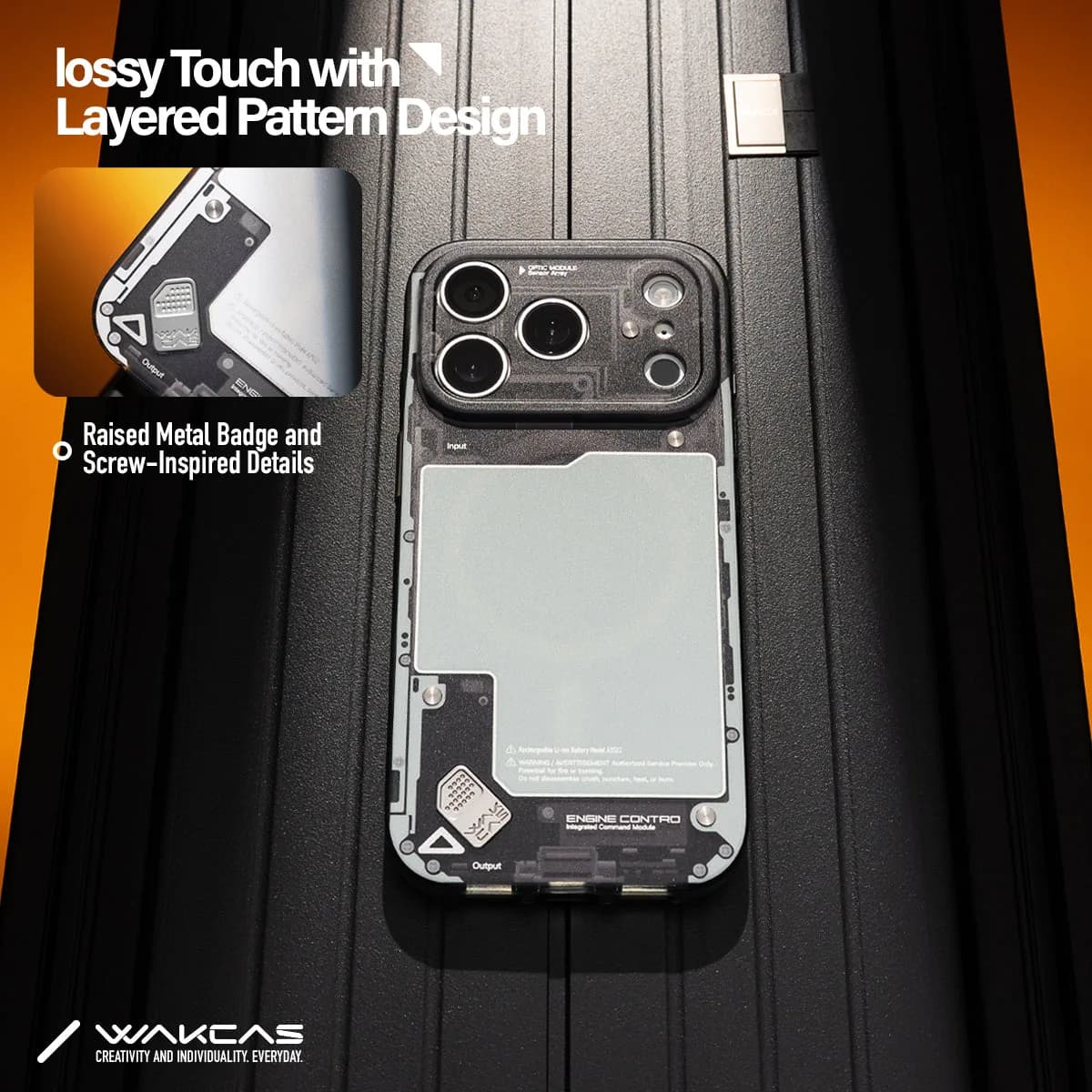 WAKCAS Black See-Through Matte MagSafe iPhone Case
