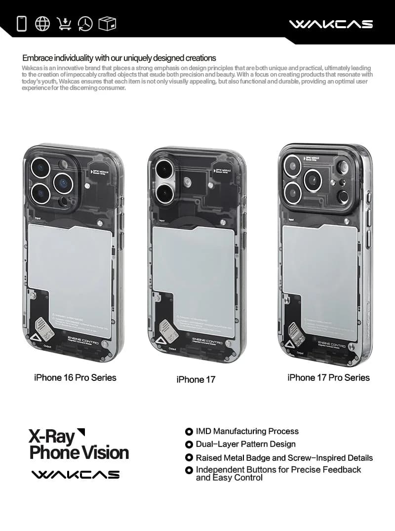 WAKCAS Black See-Through Matte MagSafe iPhone Case