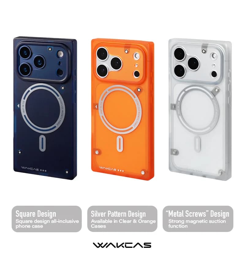 WAKCAS Matte Semi-Transparent Magnetic Square Case for iPhone 17 Series | MagSafe