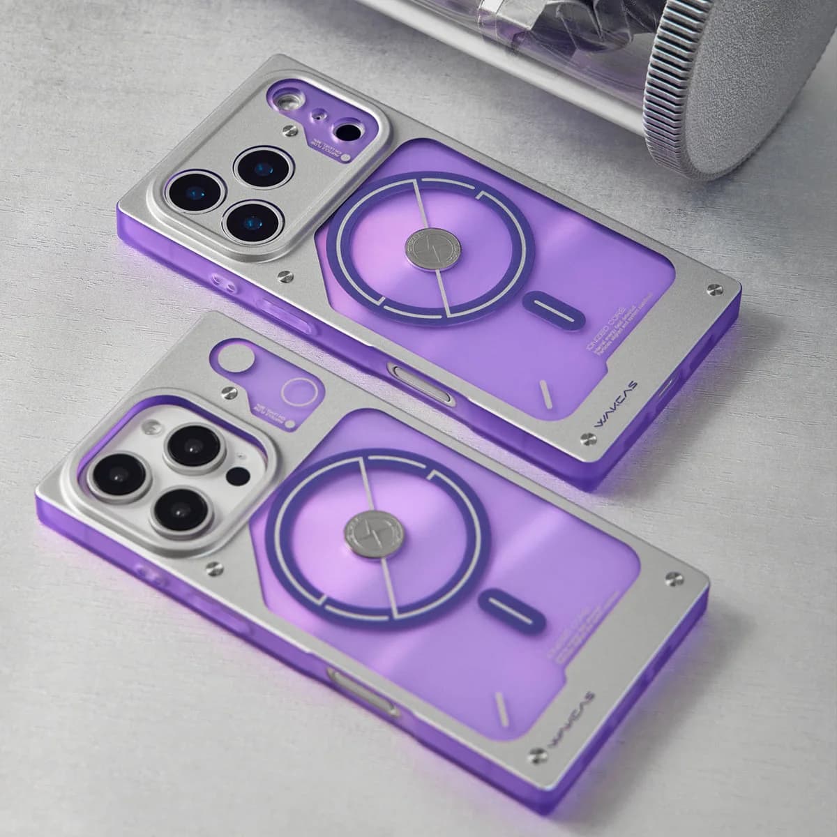 WAKCAS Square Purple Electroplated MagSafe iPhone Case