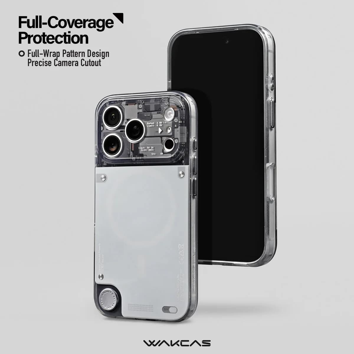 WAKCAS Gloss Black See-Through MagSafe iPhone Case