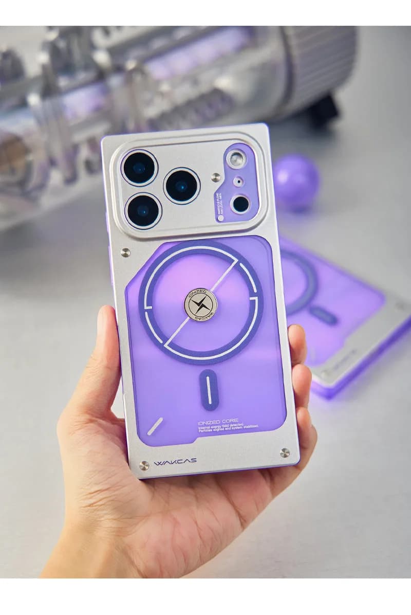 WAKCAS Square Purple Electroplated MagSafe iPhone Case