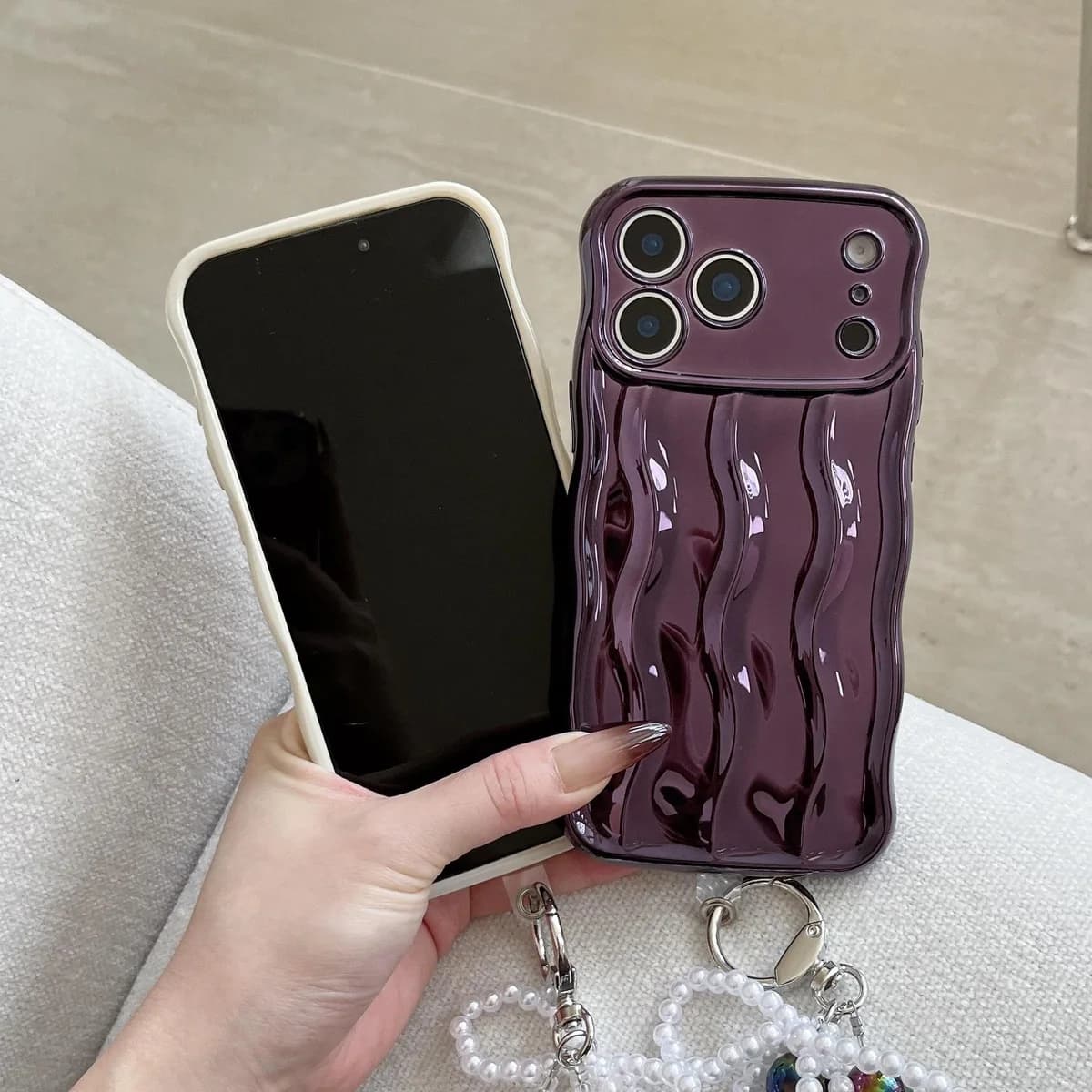 Simple Solid Color Three-dimensional Wave Phone case for IPhone