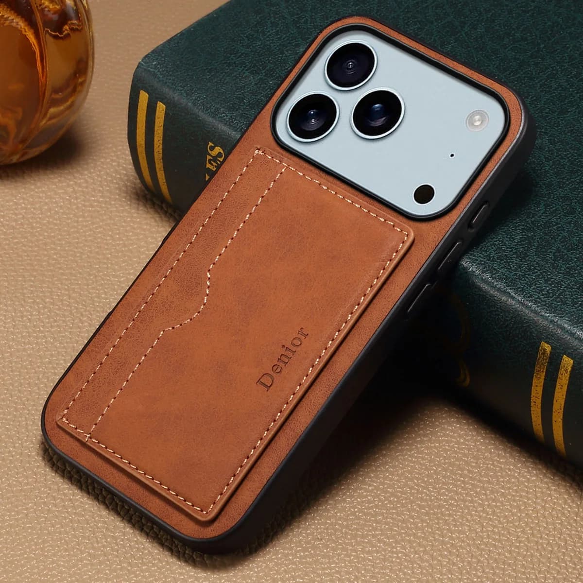 Phone Case Faux Leather Card Slot Wallet Stand Support Picture Frame for iPhone