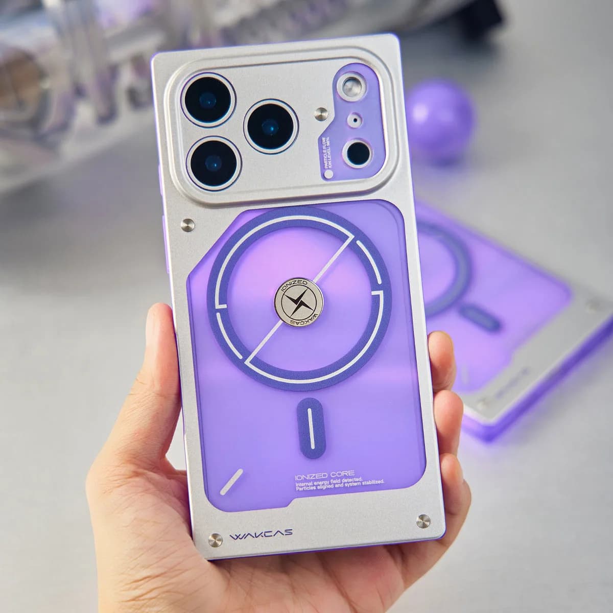 WAKCAS Square Purple Electroplated MagSafe iPhone Case