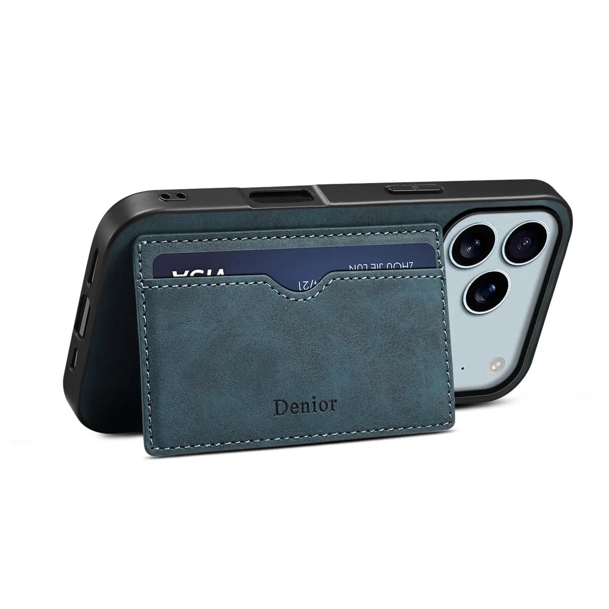 Phone Case Faux Leather Card Slot Wallet Stand Support Picture Frame for iPhone