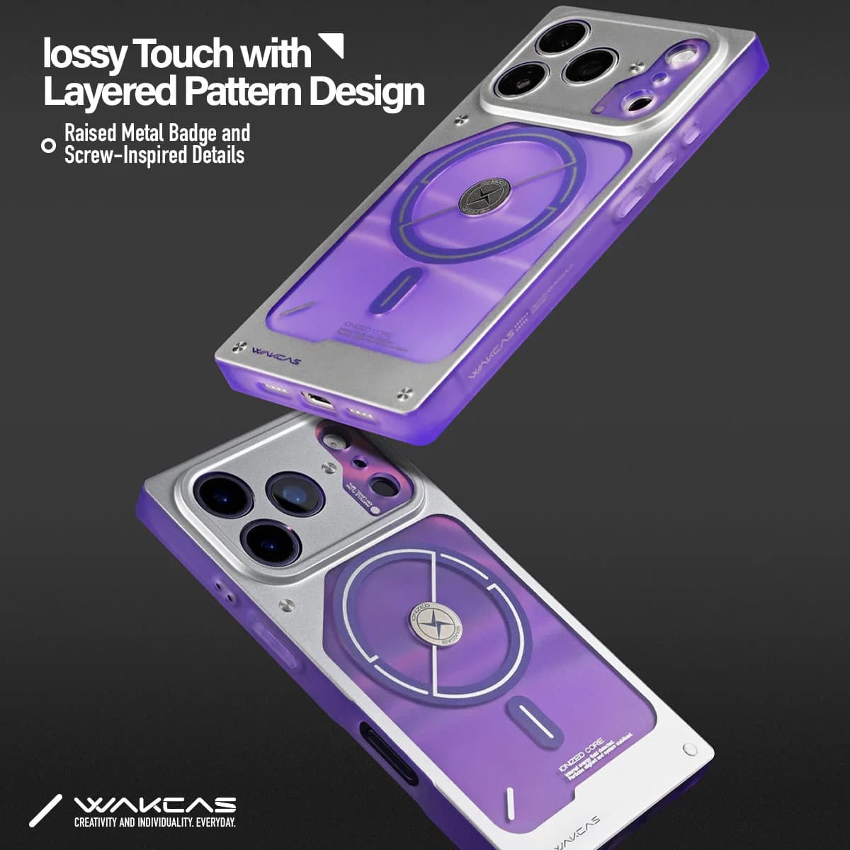 WAKCAS Square Purple Electroplated MagSafe iPhone Case