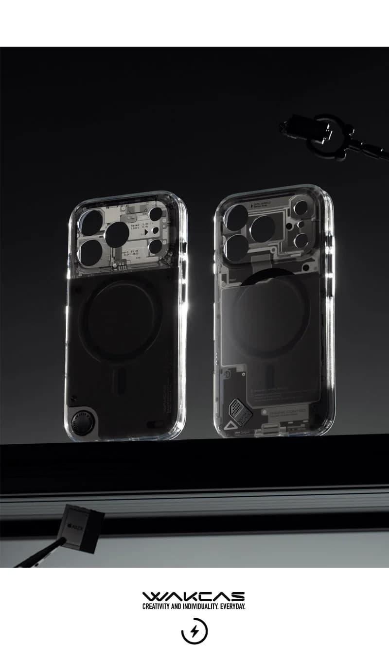 WAKCAS Gloss Black See-Through MagSafe iPhone Case