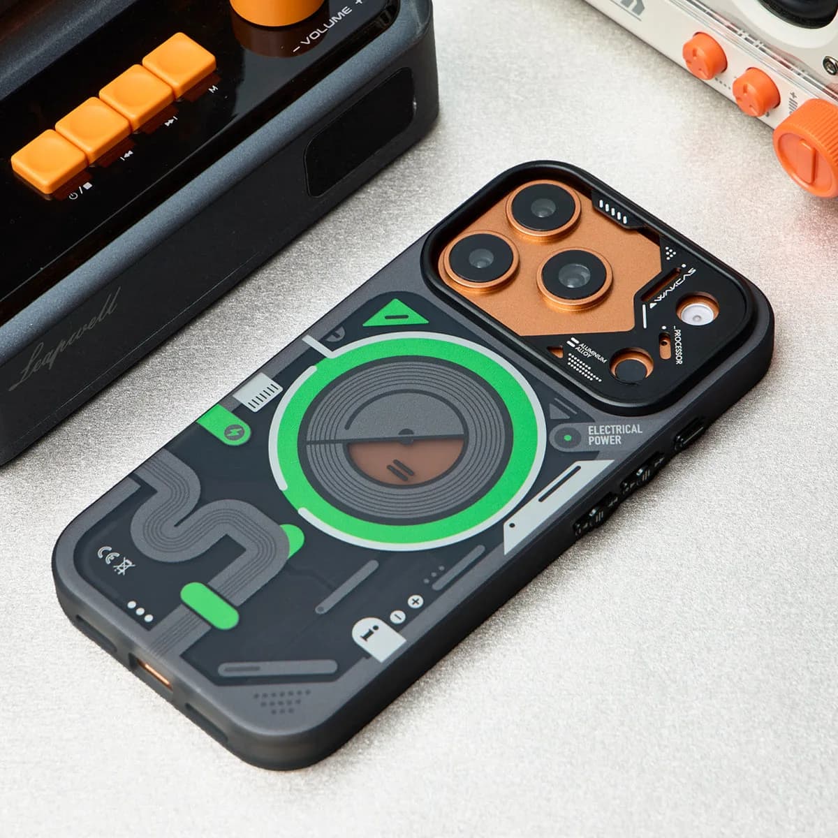 Wakcas Color-block Mechanical iPhone Case - Trendy Matte Magnetic Original Design Couple Edition