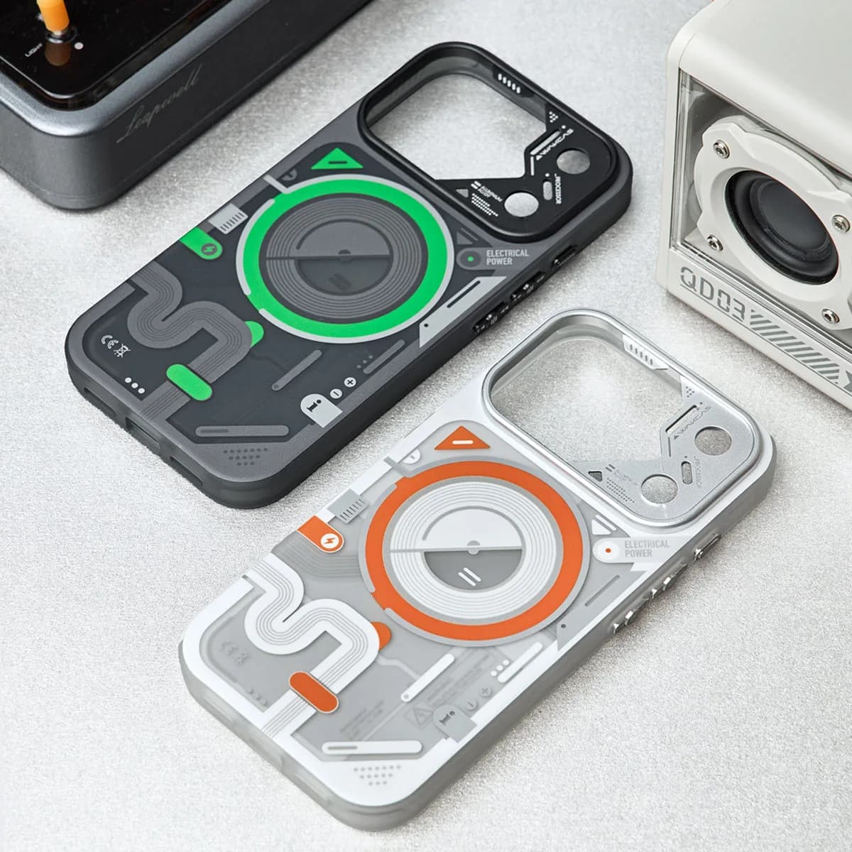 Wakcas Color-block Mechanical iPhone Case - Trendy Matte Magnetic Original Design Couple Edition