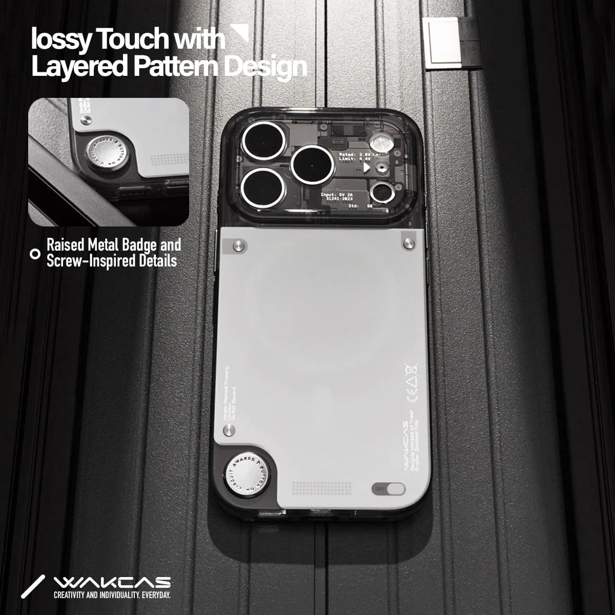 WAKCAS Gloss Black See-Through MagSafe iPhone Case