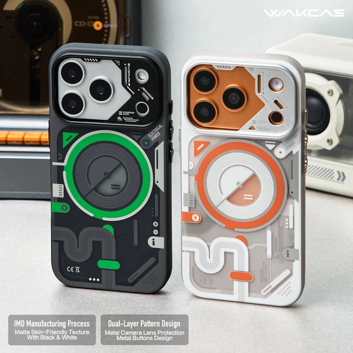 Wakcas Color-block Mechanical iPhone Case - Trendy Matte Magnetic Original Design Couple Edition